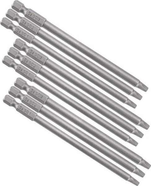 3 Sets 100mm 1/4-Inch Hex Shank Magnetic Square Head Screwdriver Bits SQ1 SQ2