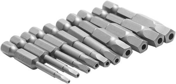 10-Piece Magnetic Pentagon Head Screwdriver Bit Set Metric Sizes 1/4 50mm
