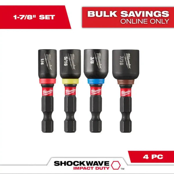 SHOCKWAVE Impact Duty 1-7/8 In. Alloy Steel Magnetic Nut Driver Set (4-Piece)