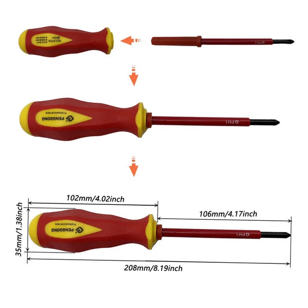 7Pcs Screwdriver Set Phillips Flat Slotted Electrician Multi-purpose Insulated