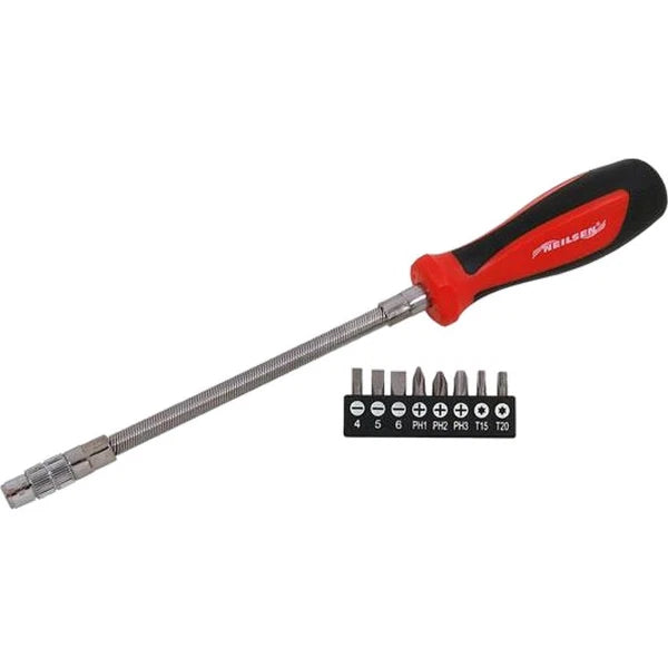 Neilsen 9pc Magnetic Ratchet Soft Grip Handle Screwdriver Bit Set Torx Pz Flat