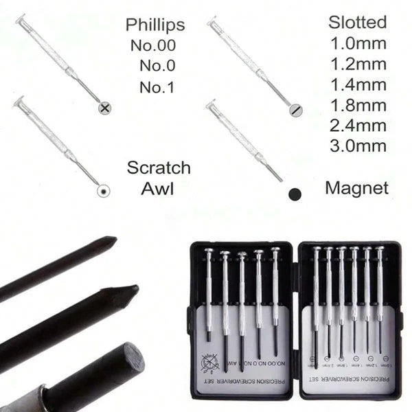 Precision Small Screwdriver Set 11pcs for Phone Watch Laptop Glasses With Pouch