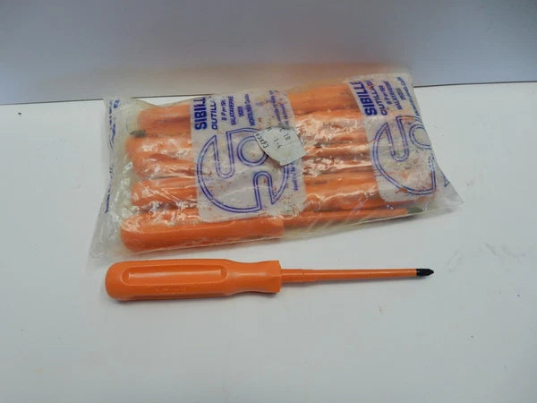 SIBILLE INSULATED SCREWDRIVERS No. 1 x 4" SIZE PHILLIPS HEAD 8 PER LOT NEW