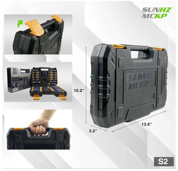 SUNHZMCKP 66pc Magnetic Screwdriver Set, S2 Steel, Slotted, Phillips, Torx Bits
