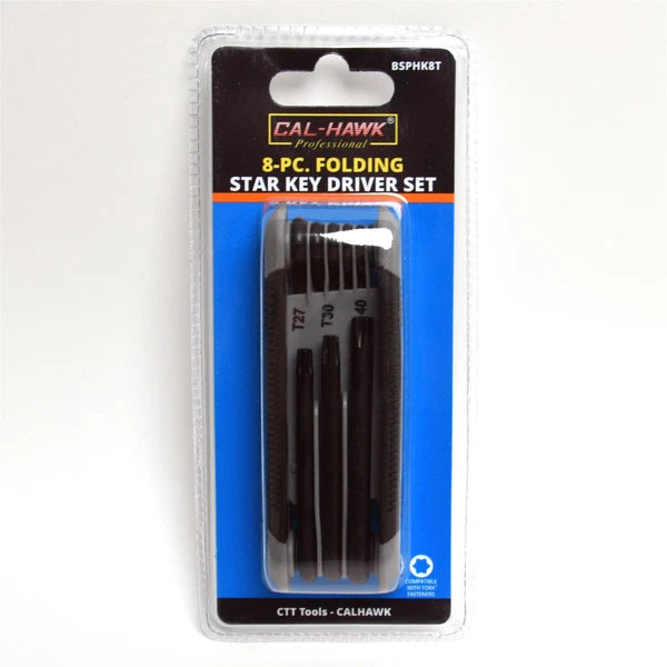 8pc Folding Torx Key Set T9 T10 T15 T20 T25 T27 T30 T40 Star Wrench