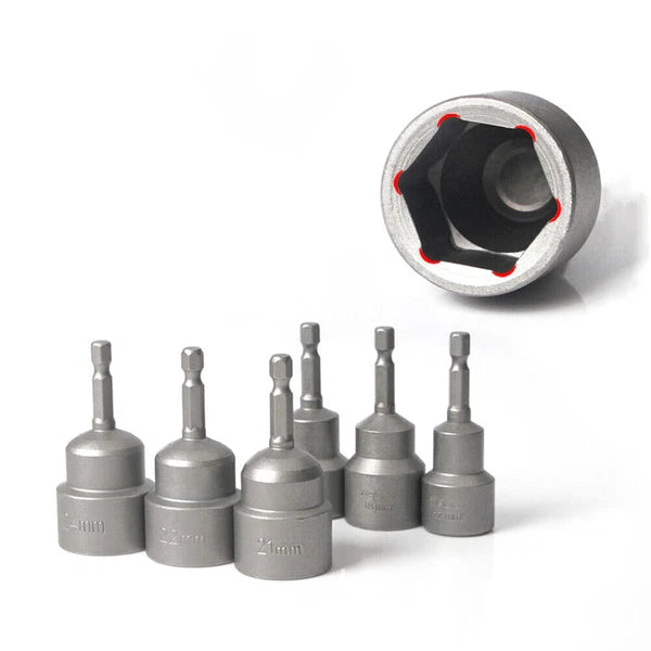 Shank Nut Driver Bit Set Hex Magnetic Metric Socket Impact Drill 3mm-24mm 1/4"