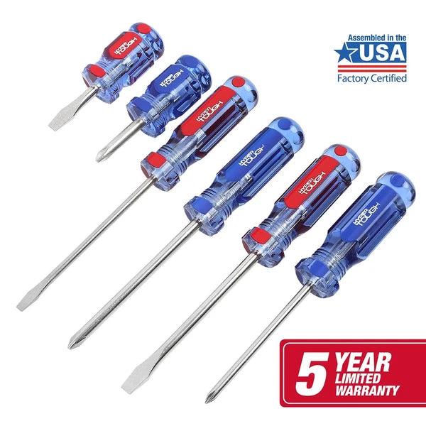 6-Piece Phillip and Slotted Screwdriver Set with Acetate Handle, 935G6C