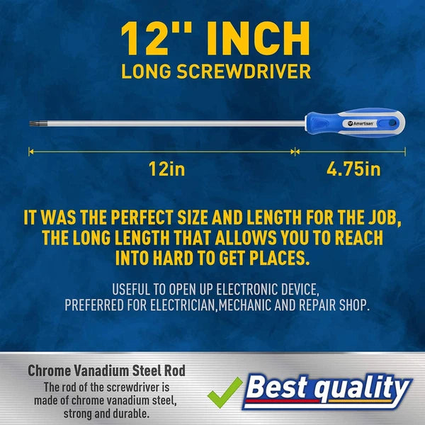Amartisan 6-Piece Extra Long Torx Screwdrivers Set, Length 12''(300Mm) T10 - T30