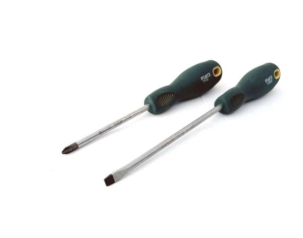 Force T2084YC S2 Steel 8pc Screwdriver Set Model Options: Slot, Phillip, Pozi