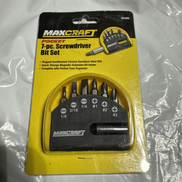 MAXCRAFT 7PC. POCKET SCREWDRIVER BIT SET FAST SHIPPING (Ships from U.S.A.)