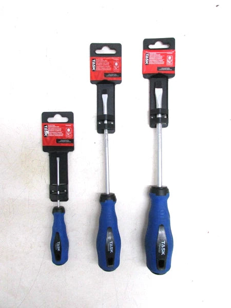 NEW! TASK TOOLS 3-pc. SLOTTED SCREWDRIVER SET