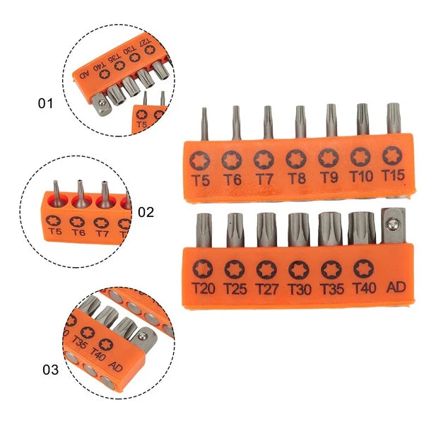 14pcs Screwdriver Set 6.35mm Hex Shank Advanced Alloy Steel Induction Hardening