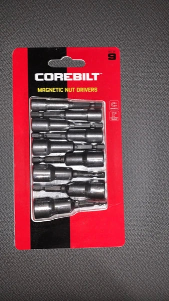 NEW- Corebilt Magnetic Nut Drivers 9 piece