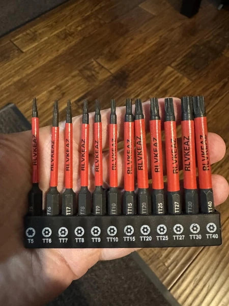 12-Piece Impact Security Torx Bit Set (T5-T40), 3-Inch Long S2 Steel 1/4" Hex