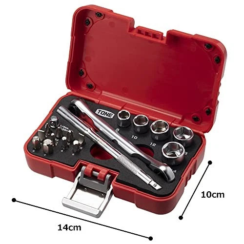 Socket Wrench Bit Set MIX21620P 1/4" Inch Drive & 1/4" Hex Red Plastic case