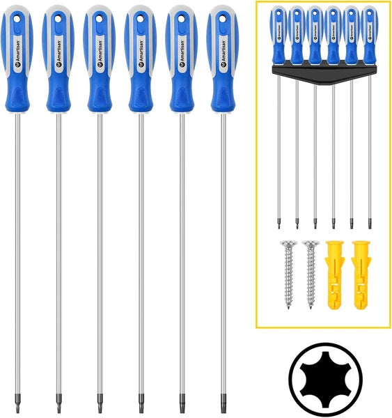 Amartisan 6-Piece Extra Long Torx Screwdrivers Set, Length 12''(300Mm) T10 - T30