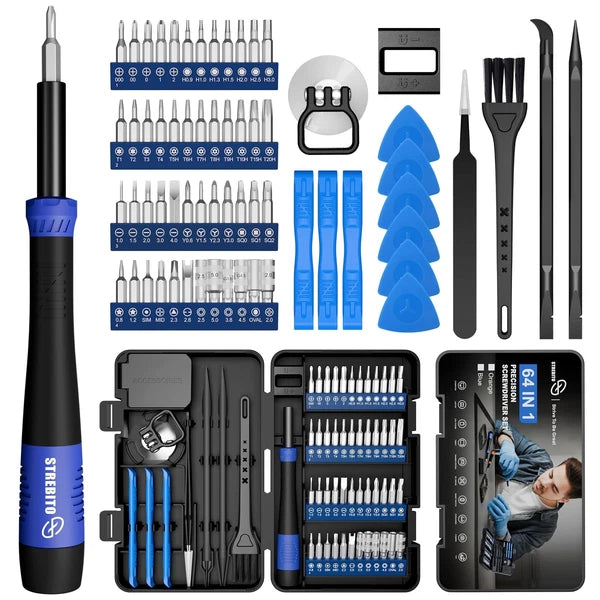 Small Precision Screwdriver Set 64-piece with Torx, Triwing, Pentalobe, Elect...