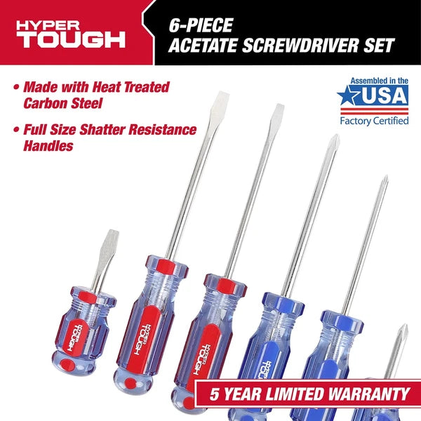 6-Piece Phillip and Slotted Screwdriver Set with Acetate Handle, 935G6C