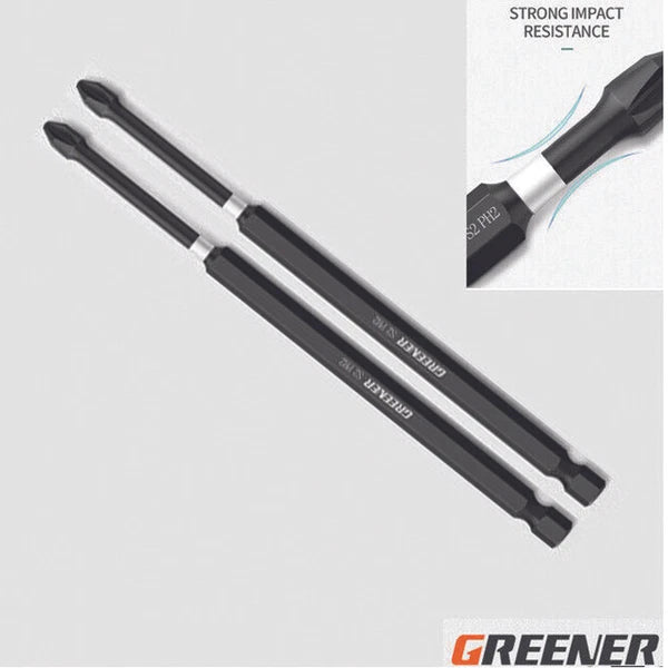 2 pcs  6" Inch Phillips PH # 2 Power Impact Bit Industrial 1/4 Hex Strong Magnet