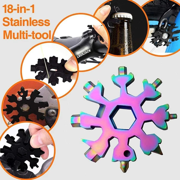 18 in 1 Snowflake Multi Tool Stainless Portable Steel Multi-Tool for Outdoor